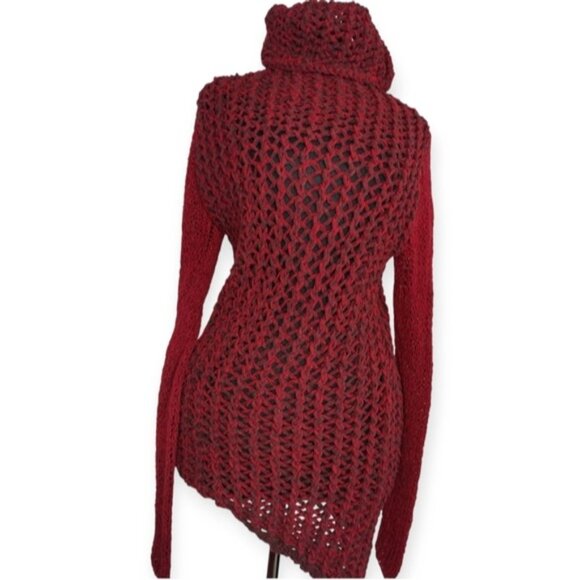 Helmut Lang Tattered Tapped Knit Wool Turtleneck Sweater M - Picture 1 of 9